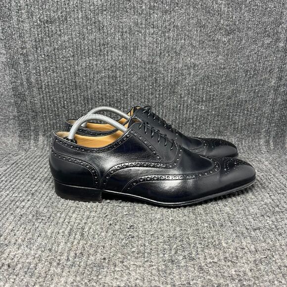 Brooks Brothers MacArthur Wingtip Oxford Black Leather Dress Shoes Mens 10 Italy